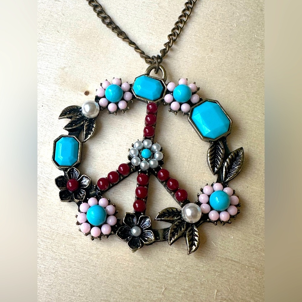 1970s Style Love Child Peace Necklace